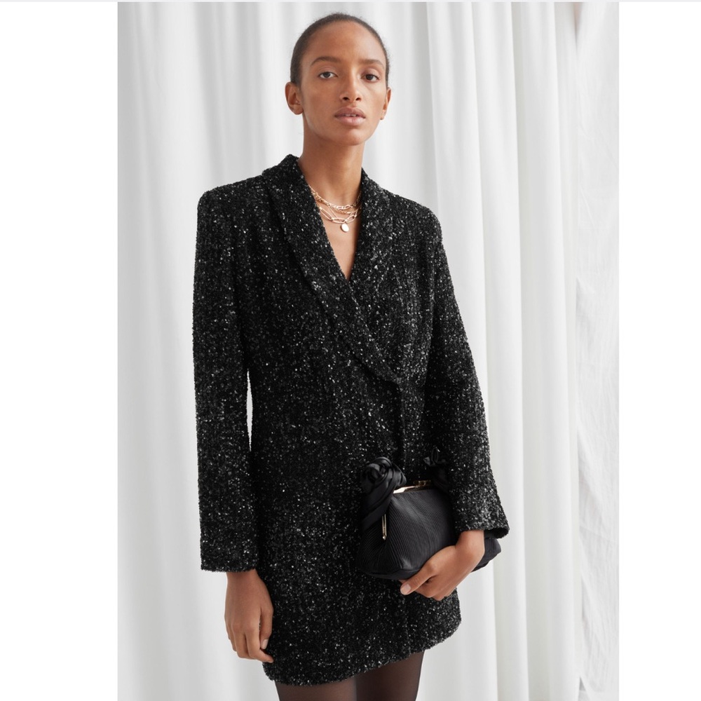 Festive Stunning & Other Stories Women's Black blazer Dress sparkling
